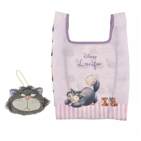 Japan Tokyo Disney Store Lucifer Jack Gus Shopping Eco Bag Pouch CAT DAY 2025 - Picture 2 of 10